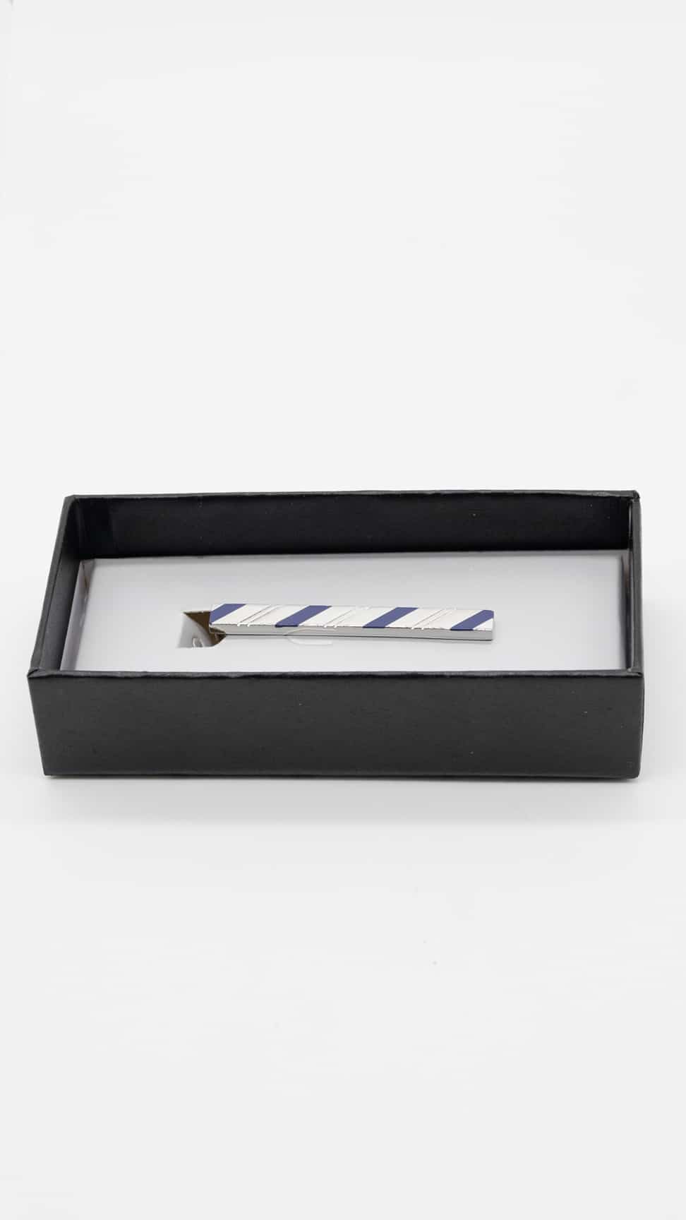 Alfinete Gravata Prateado e Azul