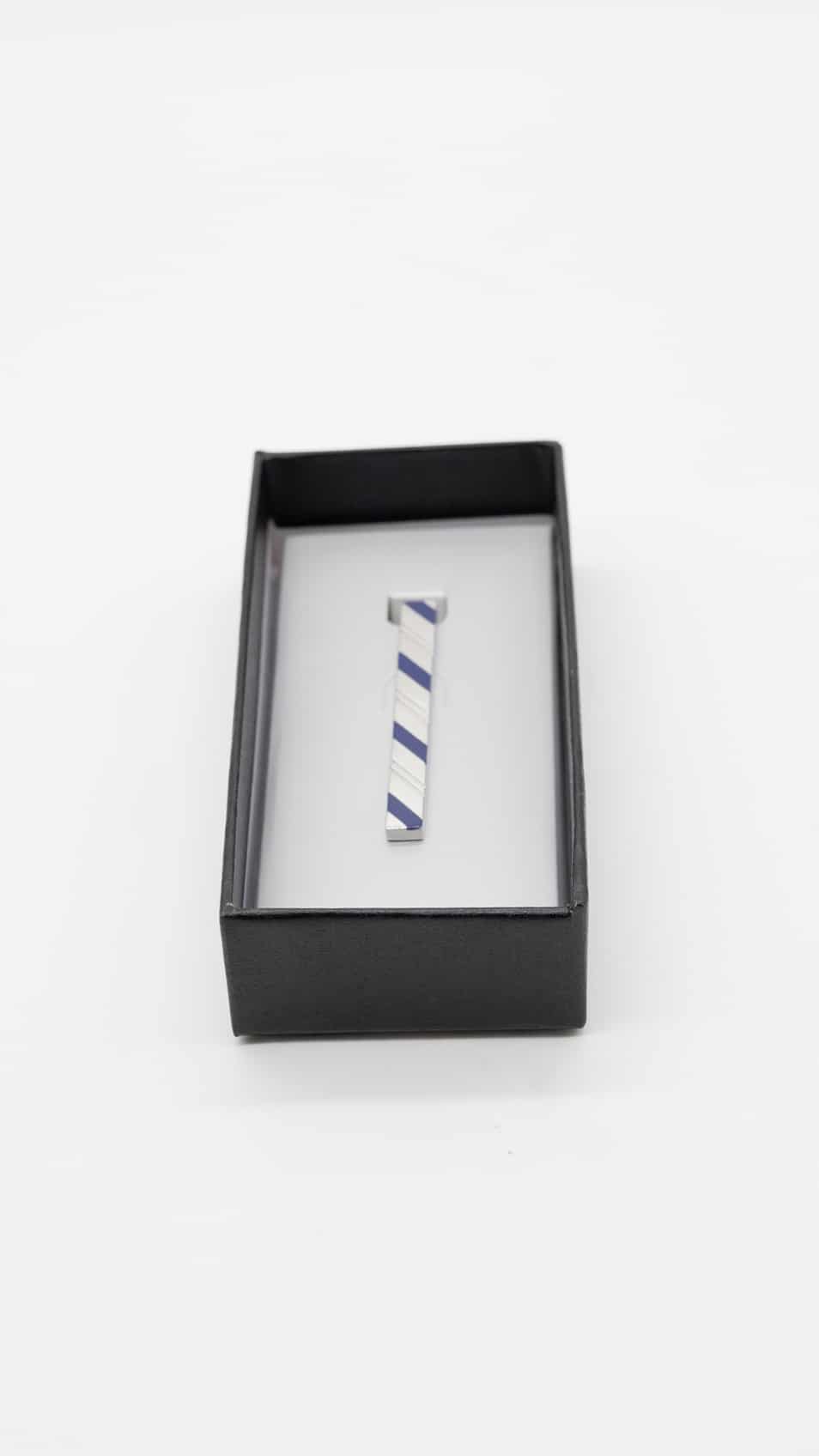 Alfinete Gravata Prateado e Azul