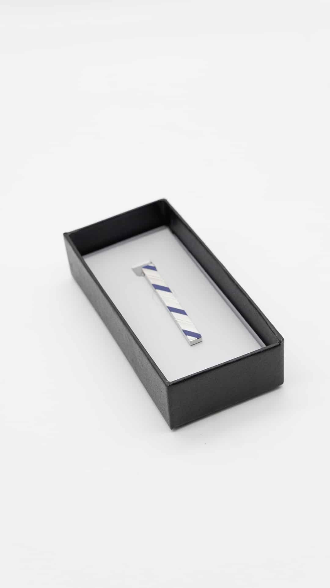 Alfinete Gravata Prateado e Azul