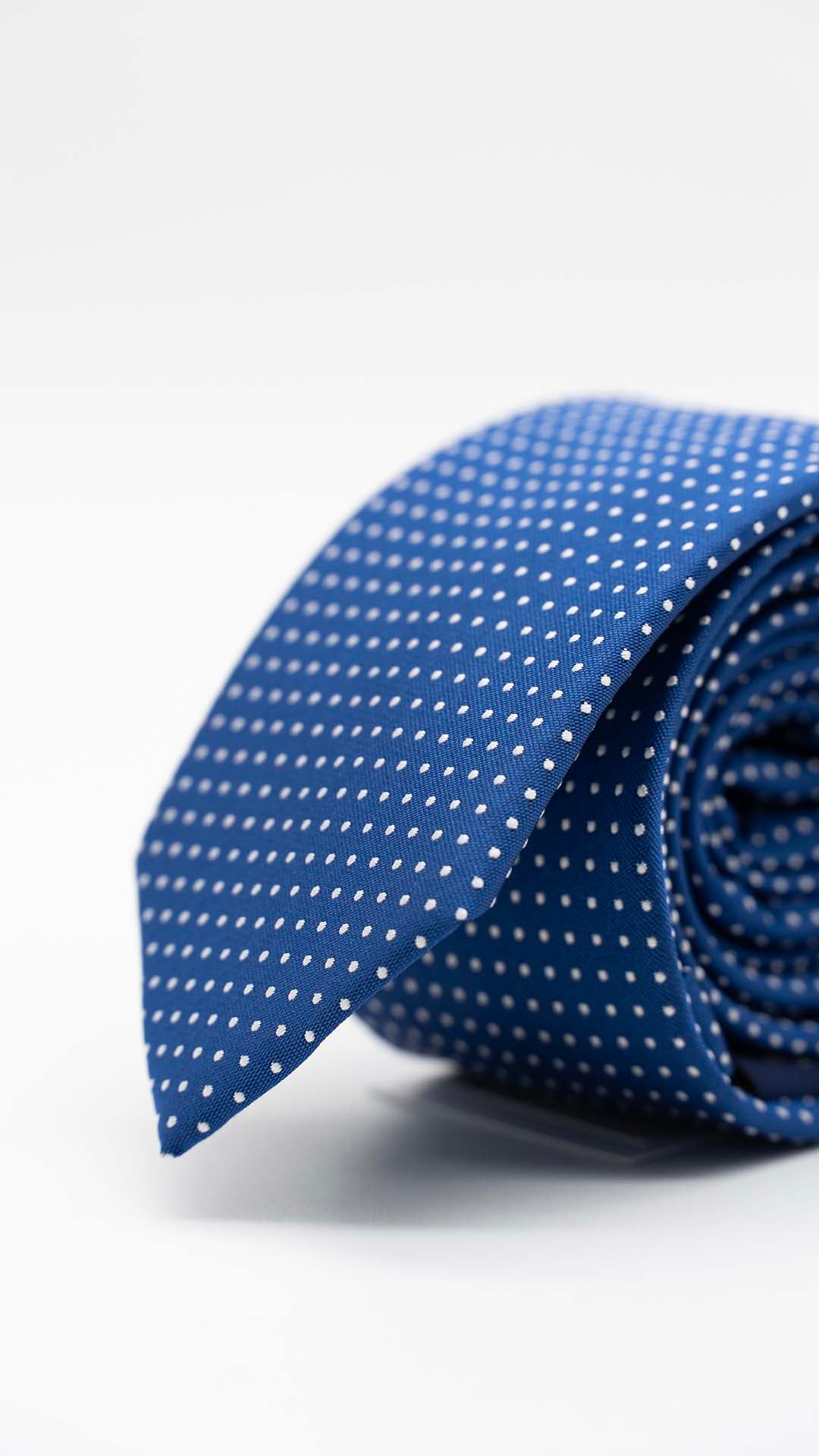 Gravata Skinny Azul Royal Com Bolinhas