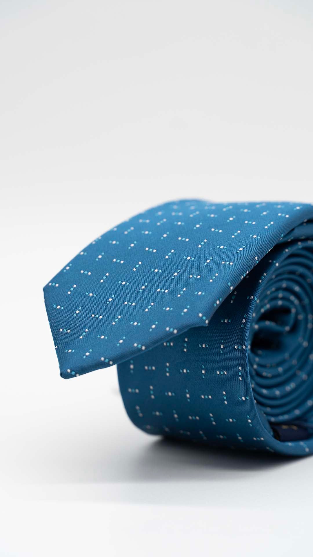 Gravata Skinny Azul Turquesa Com Padrão