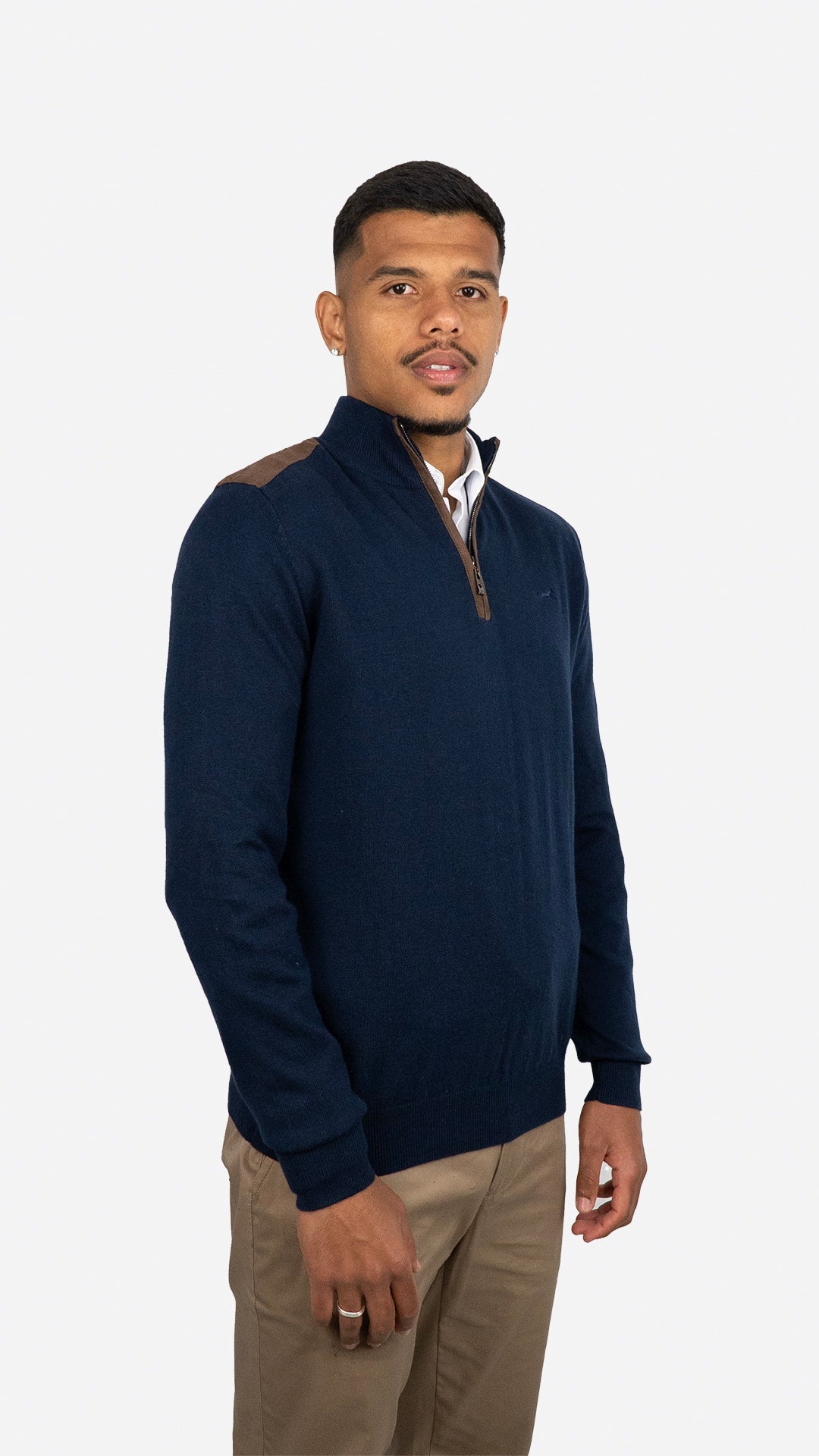 Camisola de Malha Azul com Fecho