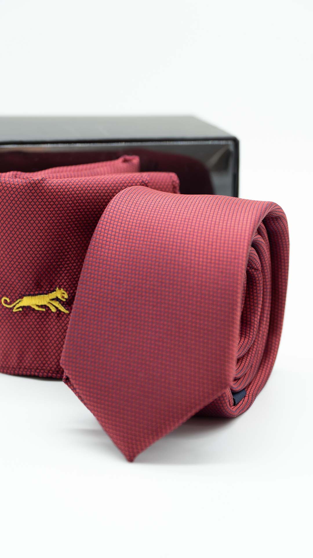 Set Gravata & Lenço Vermelho Com Padrão