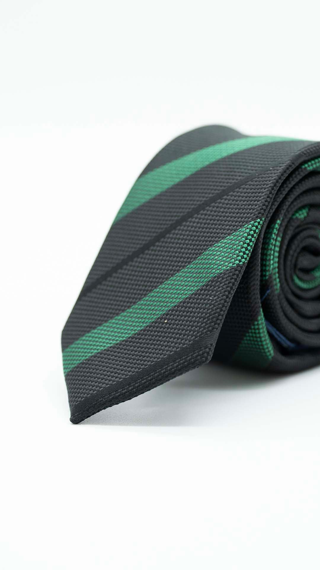 Gravata Skinny Preta e Verde