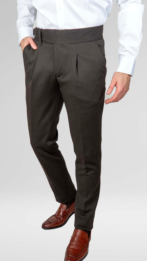 Calça de Fato Castanha Com Fivela — Under Blue