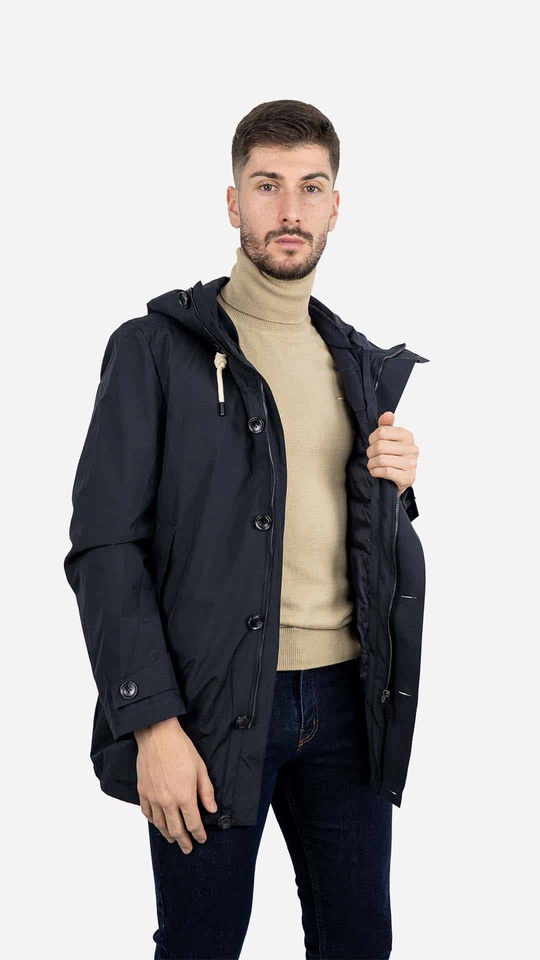 Parka com Colete Azul Marinho