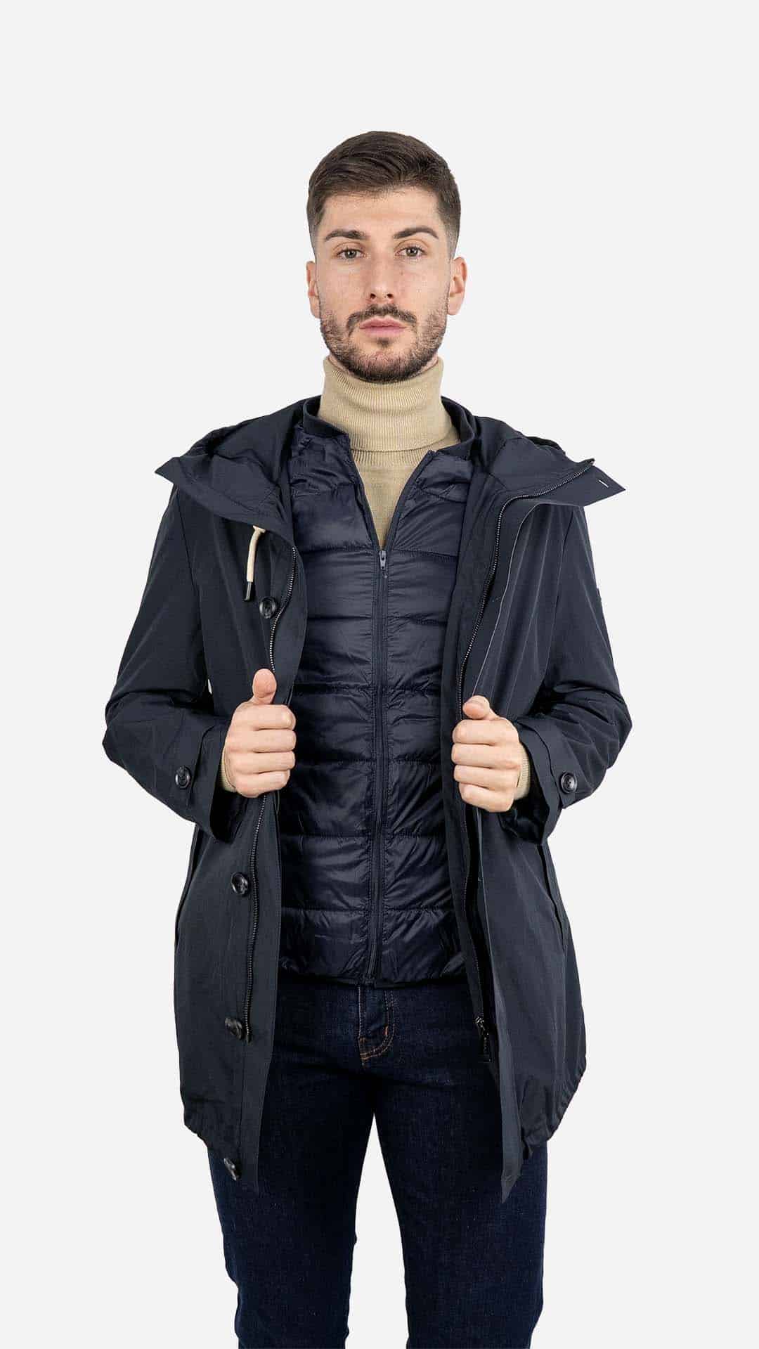 Parka com Colete Azul Marinho