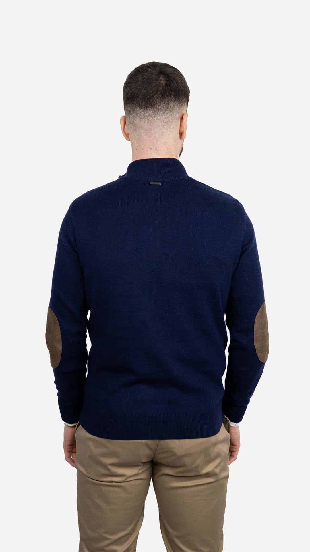 Camisola de Malha Azul com Cotoveleiras