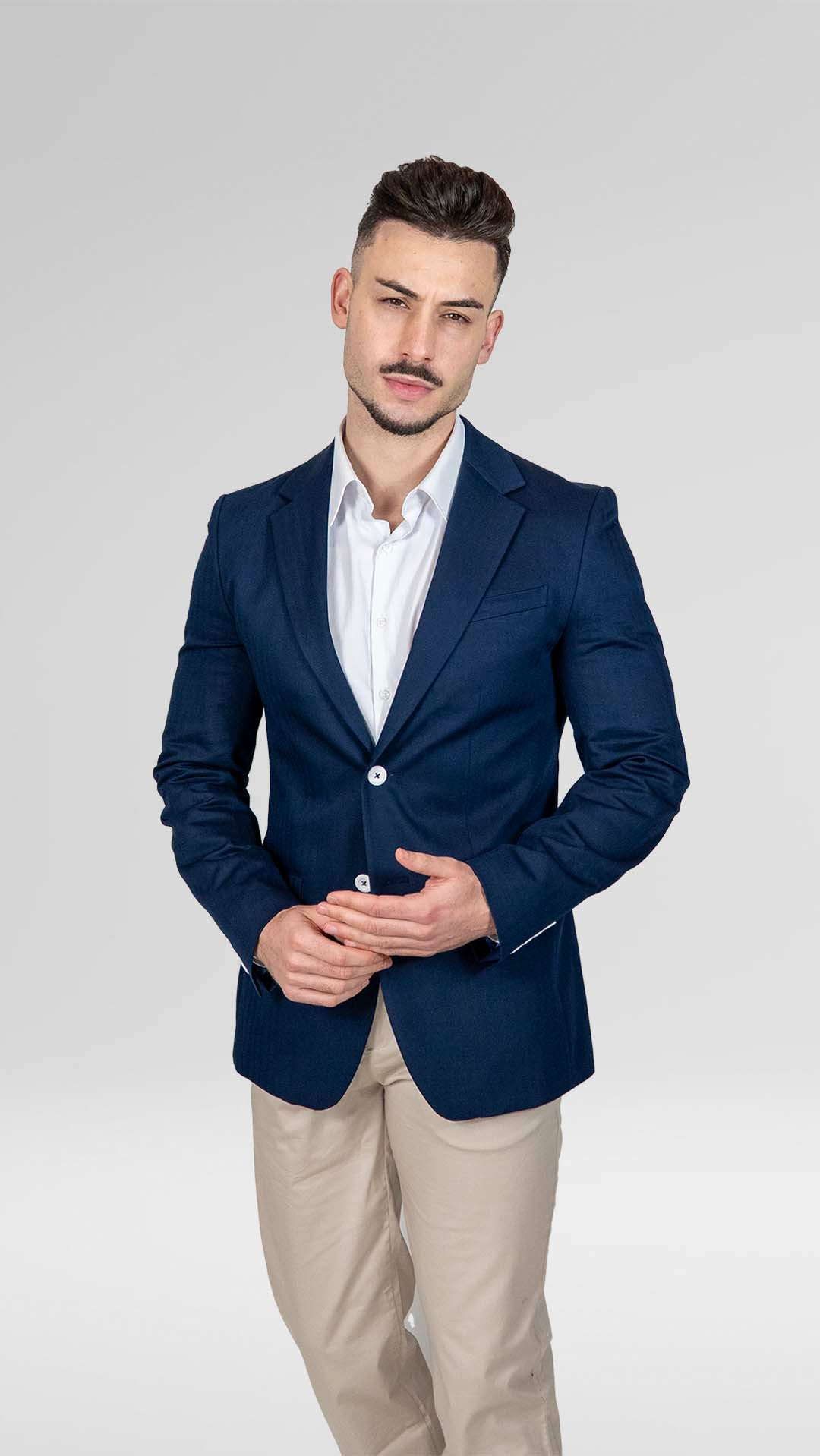 Blazer Azul Marinho com Padrão