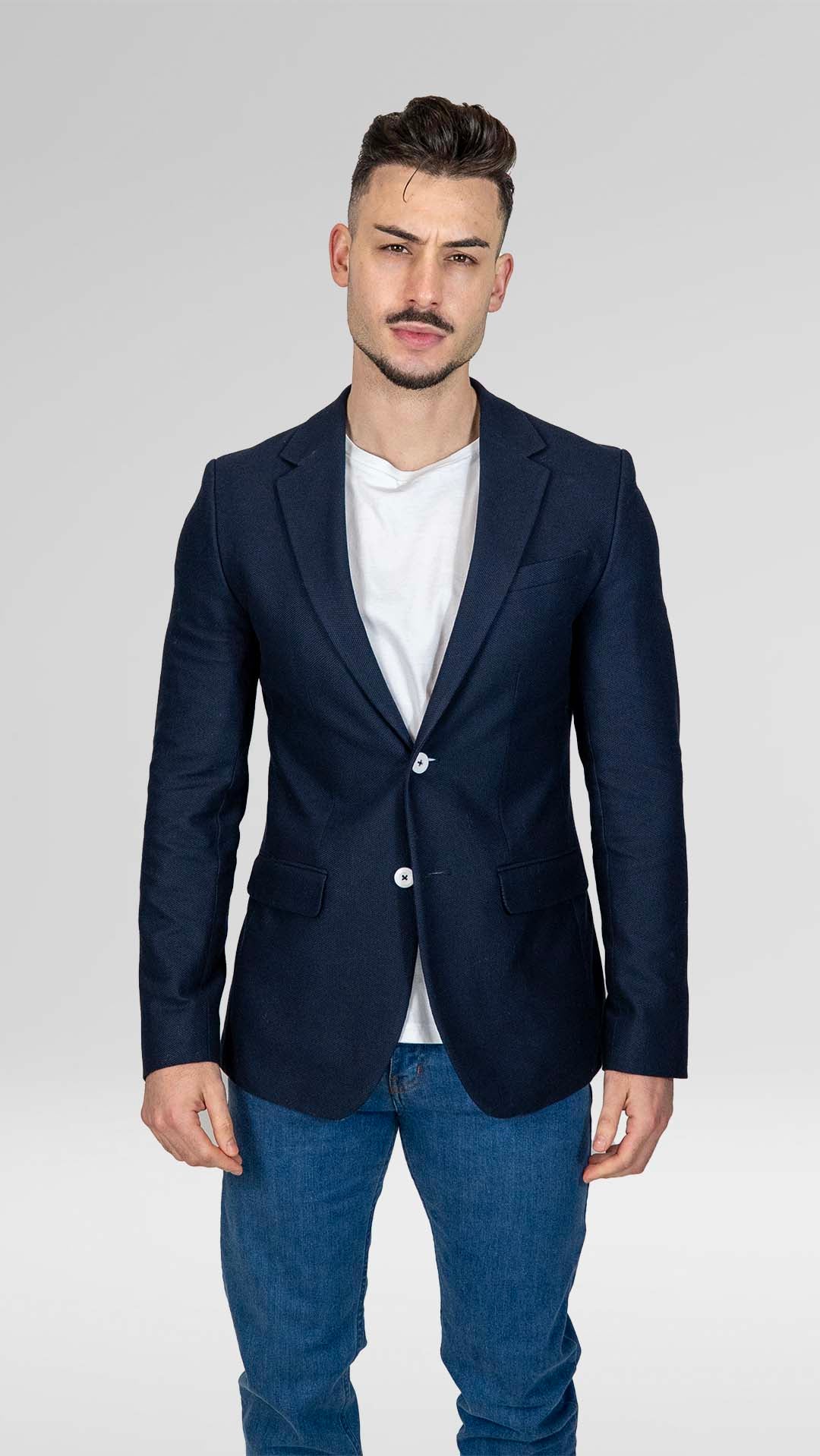 Blazer Azul Marinho Texturizado
