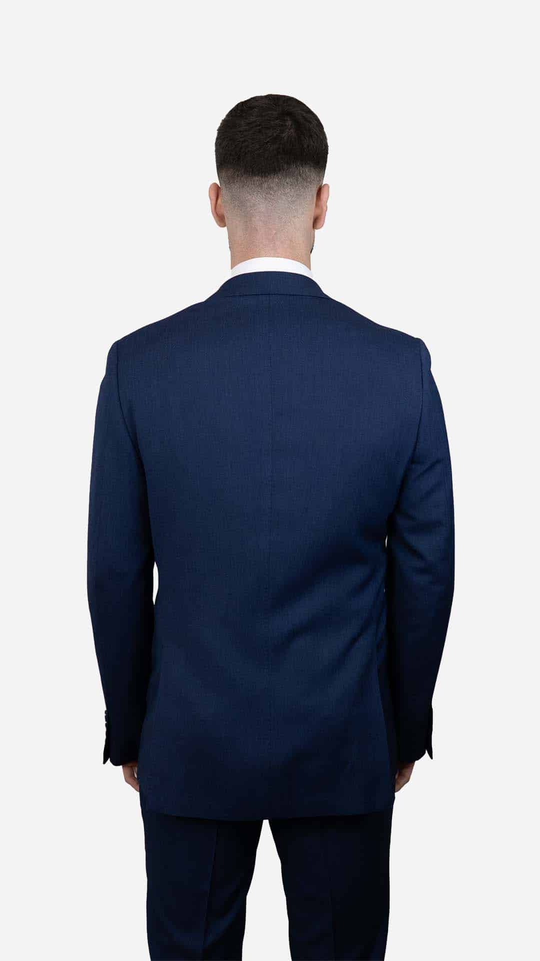 Fato Pleat Azul Escuro