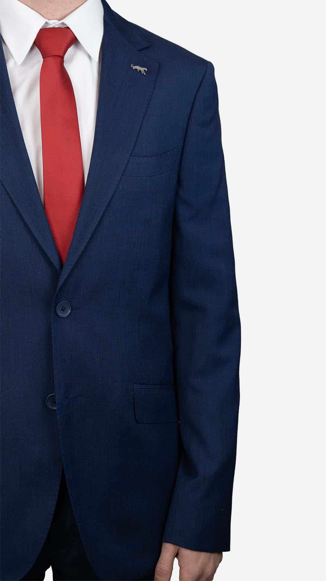 Fato Pleat Azul Escuro