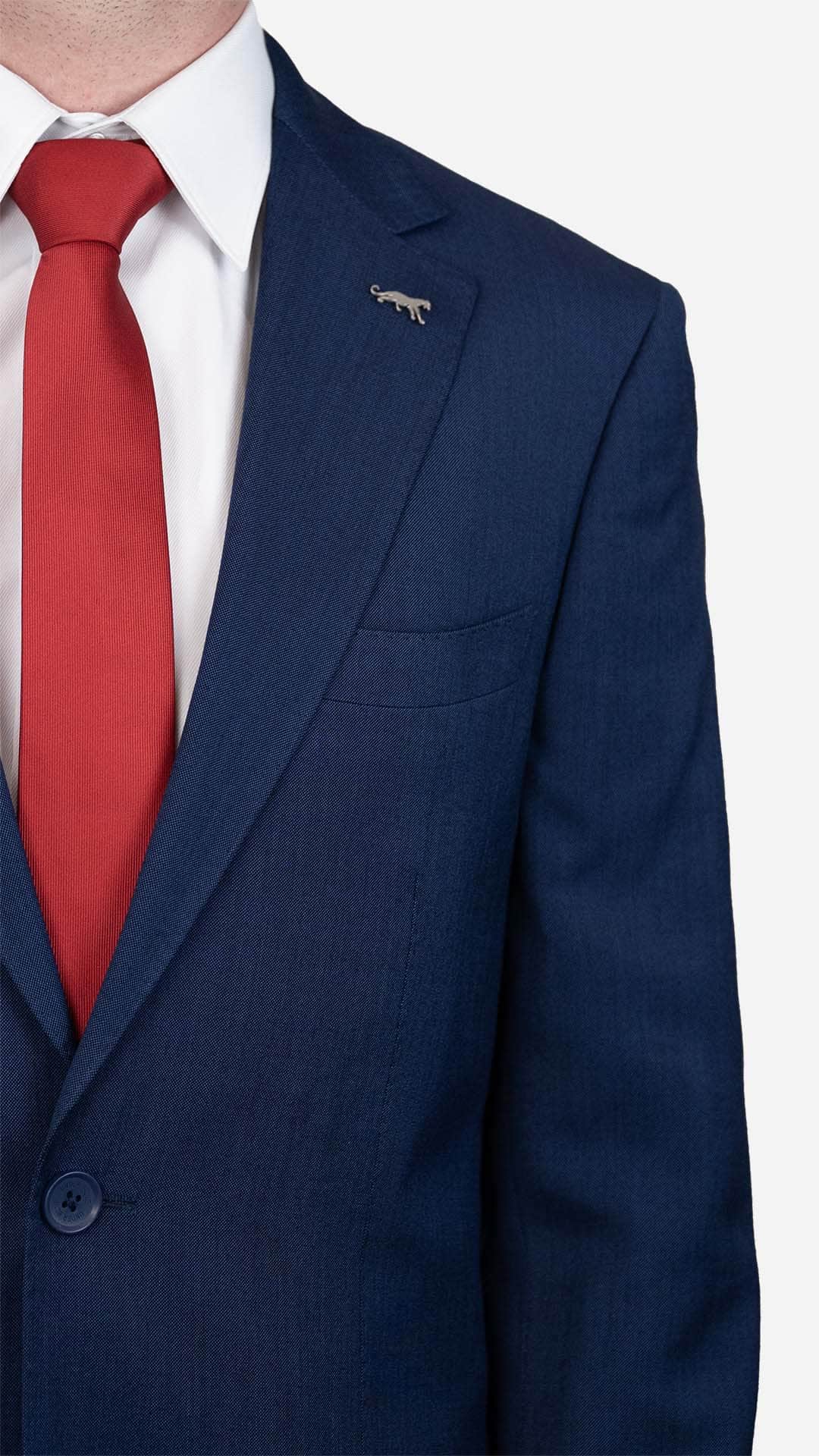 Fato Pleat Azul Escuro