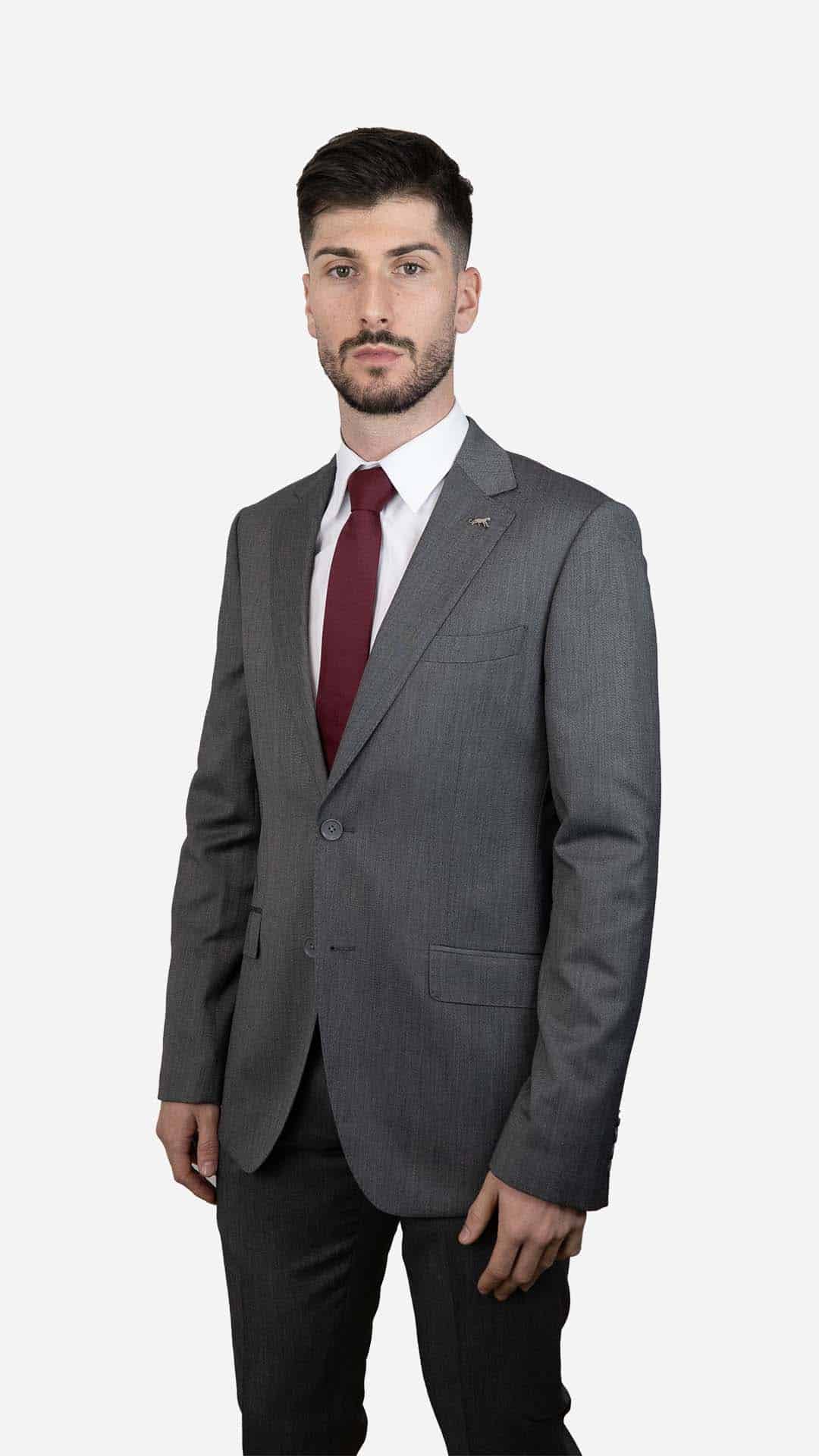 Fato Pleat Cinzento