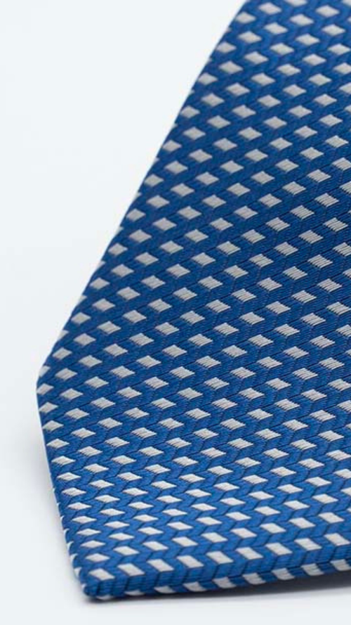 Gravata Regular Azul Com Padrão Cinza