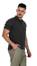 Polo Cinzento Escuro Liso
