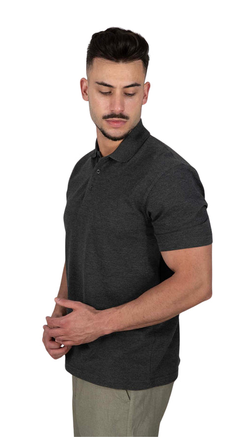 Polo Cinzento Escuro Liso