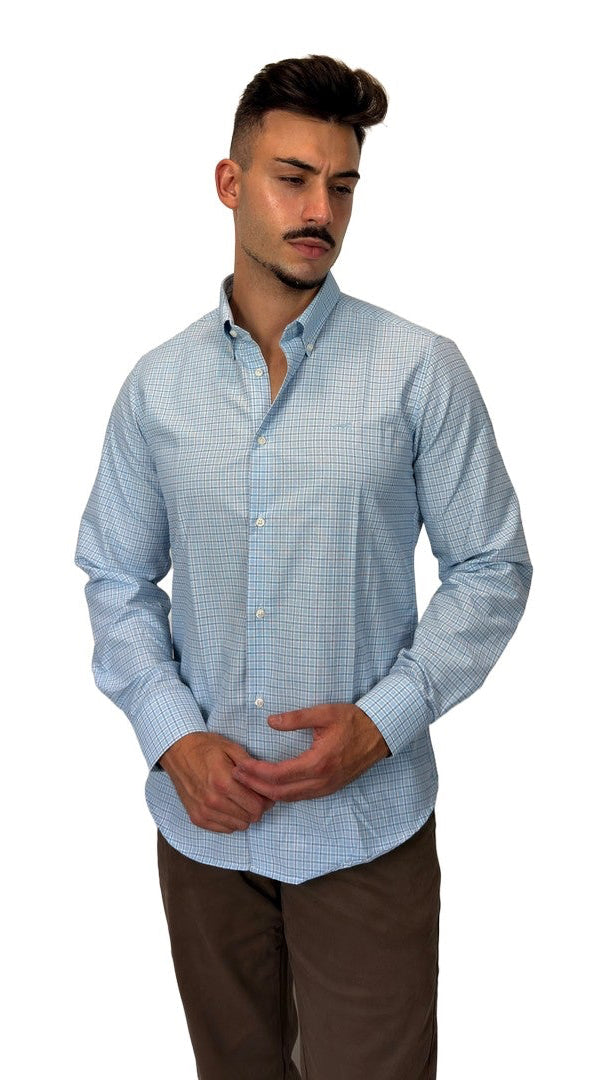 Camisa de Xadrez Azul-Claro
