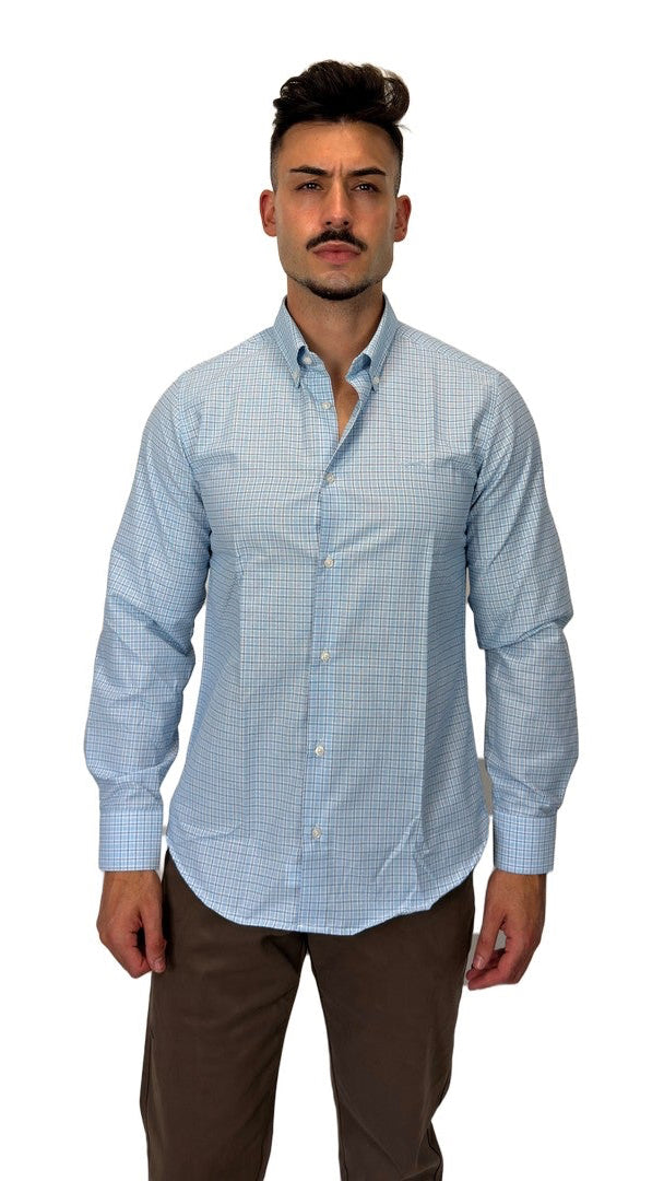 Camisa de Xadrez Azul-Claro