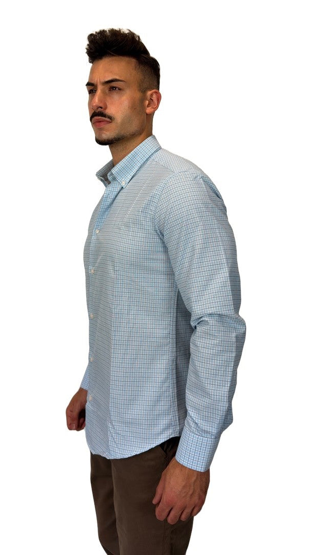 Camisa de Xadrez Azul-Claro