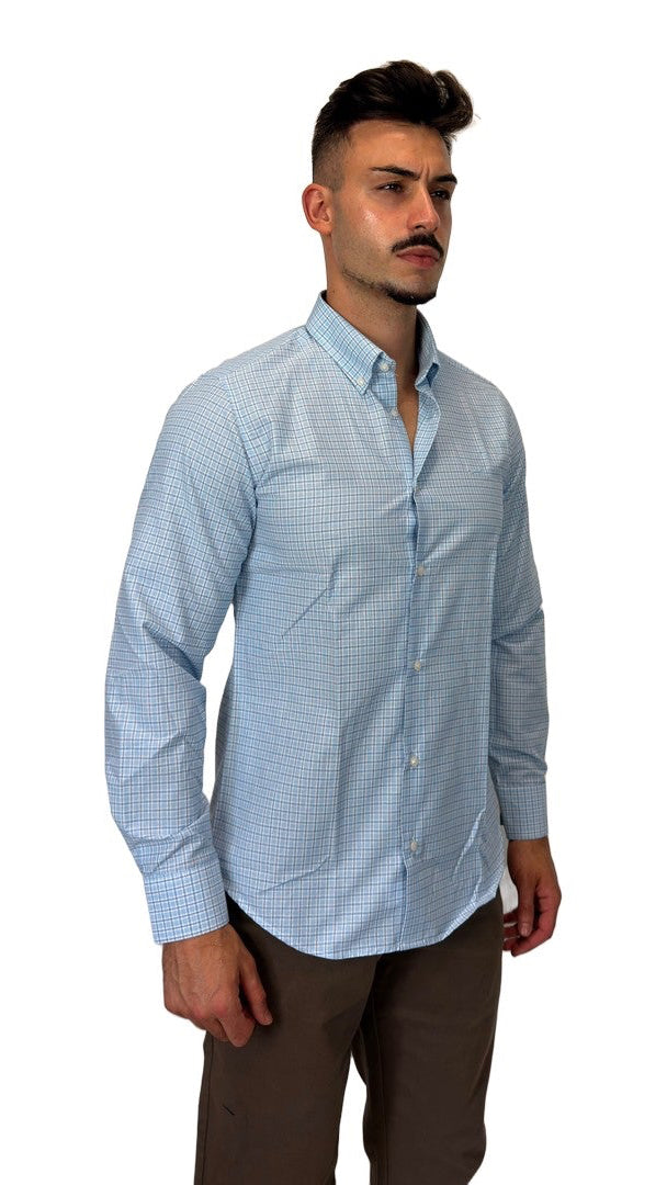 Camisa de Xadrez Azul-Claro